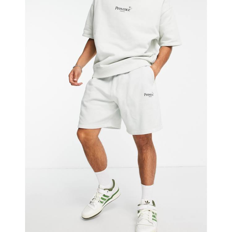 ASOS DESIGN oversized jersey shorts with pintucks in white heather - part  of a set