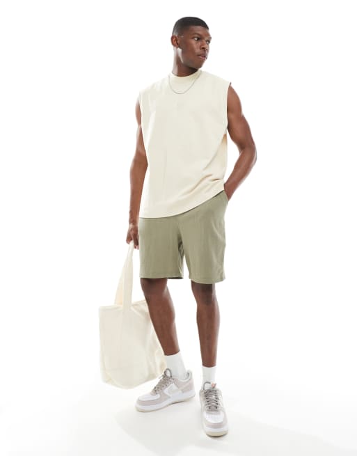 ASOS DESIGN - Oversized shorts van wafelstof in bruin