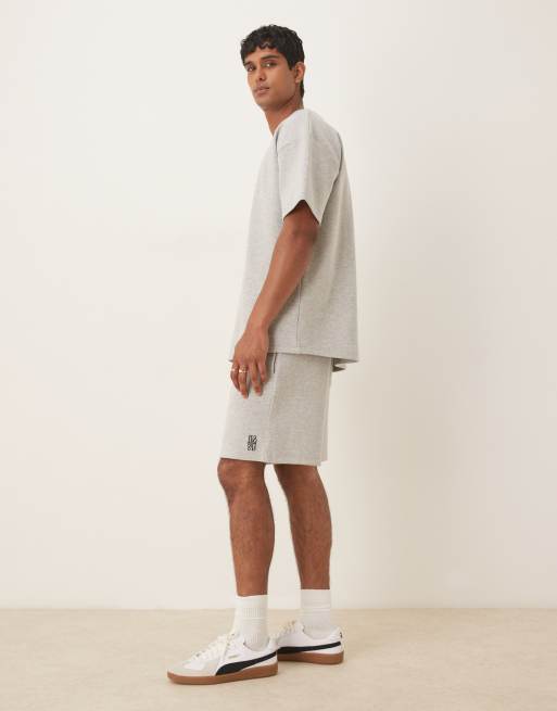 ASOS DESIGN oversized shorts with embroidery in gray heather - part of a set, 3 of 5
