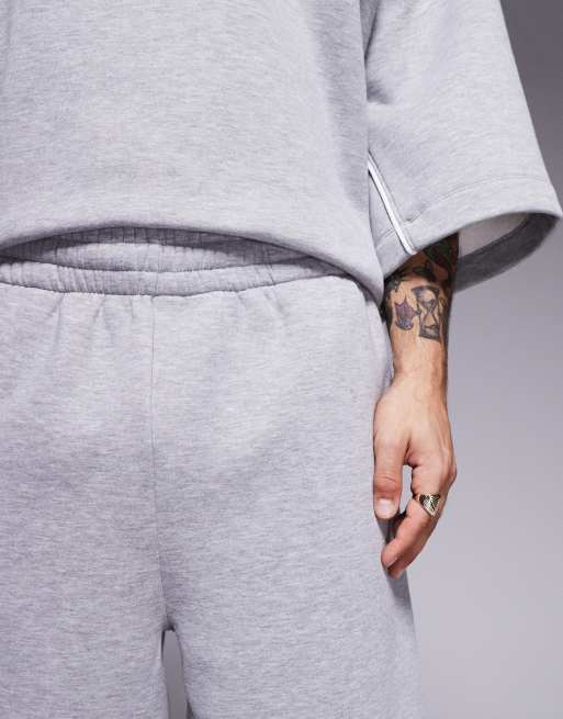 ASOS DESIGN oversized co-ord shorts with piping detail in grey marl