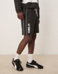 [ASOS DESIGN] ASOS DESIGN oversized shorts with print in black scuba-style fabric (part of a set) M BLACK