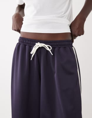 Asos Design Oversized Shorts With Side Stripe In Navy