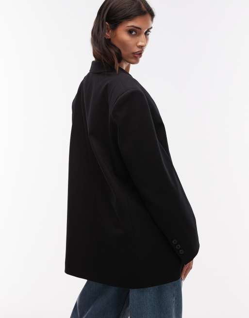 ASOS DESIGN oversized single breasted blazer in black, 4 of 4