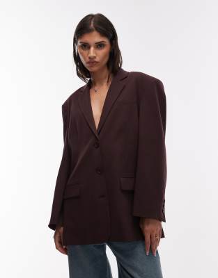Asos Design Oversized Single Breasted Blazer In Brown