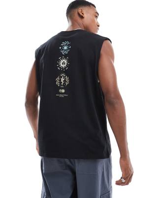 ASOS DESIGN oversized singlet in black with back celestial spine print