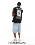 [ASOS DESIGN] ASOS DESIGN oversized singlet in black with celestial back print XS BLACK