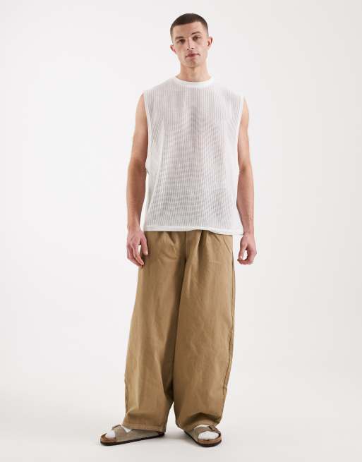 ASOS DESIGN oversized singlet in off white open mesh fabric , 2 of 5