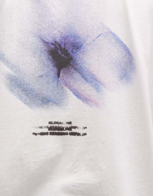 ASOS DESIGN oversized singlet with blurred flower graphic in white, 2 of 5