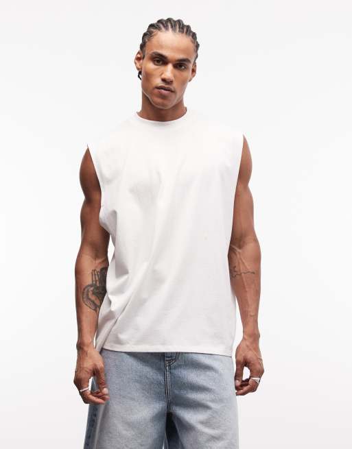 ASOS DESIGN oversized singlet with blurred flower graphic in white, 5 of 5