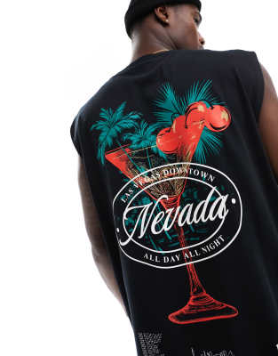 ASOS DESIGN oversized singlet with cocktail back print