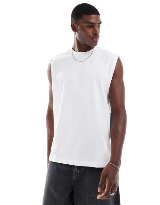 ASOS DESIGN oversized singlet with dropped armholes in white