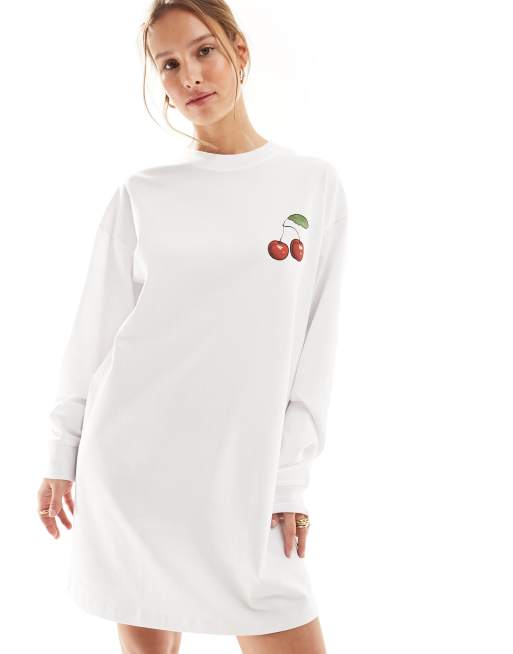 white t shirt skater dress Asos Petite Petite Skater T Shirt Dress With Woven Cotton Hem, $40 | Asos