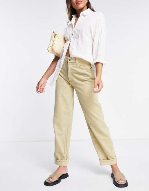 ASOS DESIGN - Oversized skaterjeans met halfhoge taille in kiezelkleur