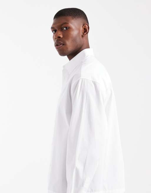 ASOS DESIGN - Oversized skjorte i hvid poplin med firkantet pasform, 4 af 5