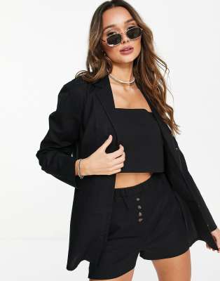 ASOS DESIGN - Oversized skjorte i sort hør - Del af sæt med 3 dele 