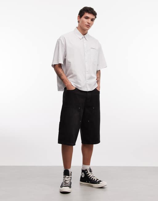 ASOS DESIGN - Oversized skjorte med blå striber og Kyoto-bobleprint samt firkantet pasform, 2 af 5