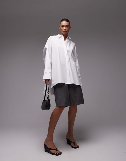 ASOS DESIGN - Oversized skjorte med dekonstruerede skuldre og blandede striber