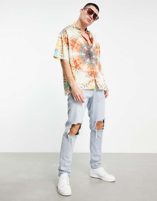 ASOS DESIGN - Oversized skjorte med firkantet pasform og kalejdoskopisk blomstermønster, 3 af 4