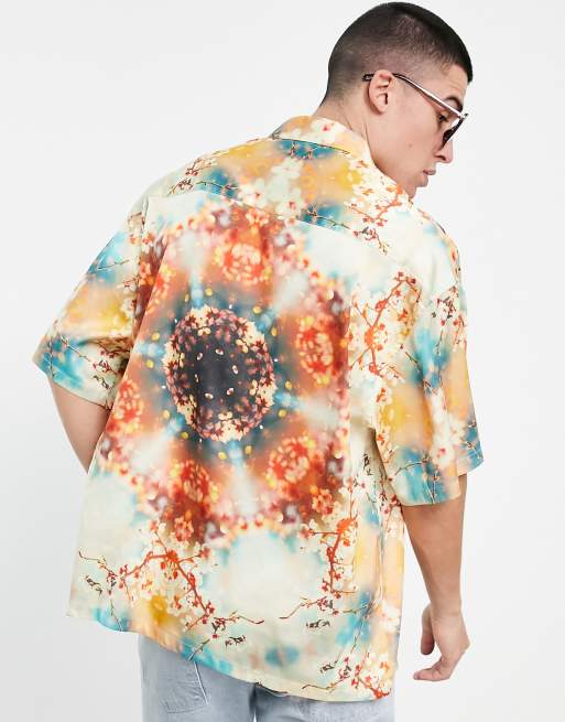 ASOS DESIGN - Oversized skjorte med firkantet pasform og kalejdoskopisk blomstermønster, 4 af 4