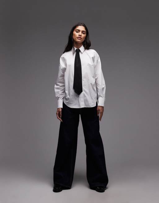 ASOS DESIGN - Oversized skjorte med kontrastfarvet slips, 4 af 4