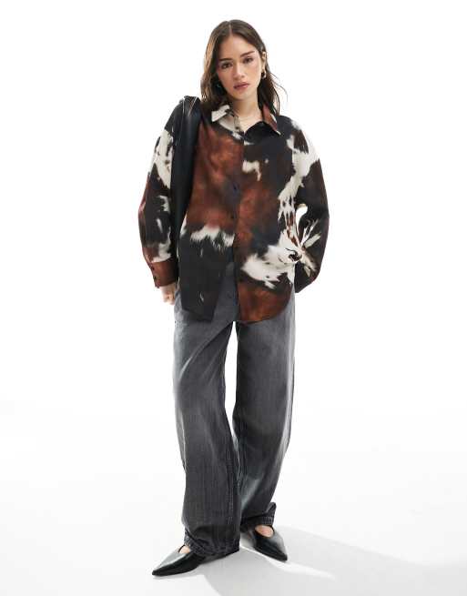 ASOS DESIGN - Oversized skjorte med koprint, 3 af 4