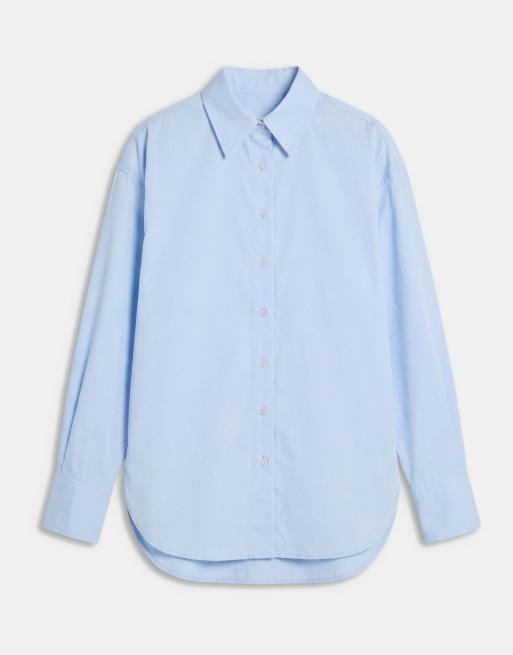 ASOS DESIGN oversized skjorte med længere kant bagpå i blå, 5 af 7
