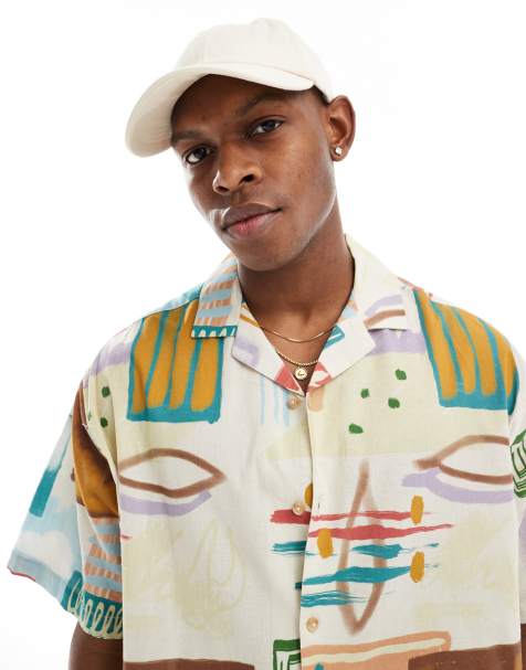 ASOS DESIGN - Oversized skjorte med reverskrave og abstrakt print - view 1