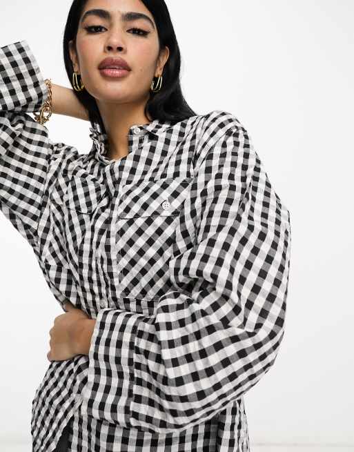 ASOS DESIGN - Oversized skjorte med sort/hvidt gingham-tern