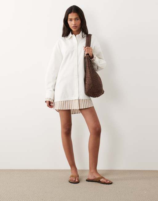 ASOS DESIGN - Oversized skjorte-minikjole i dobbeltlag med hummerbroderi, 3 af 4