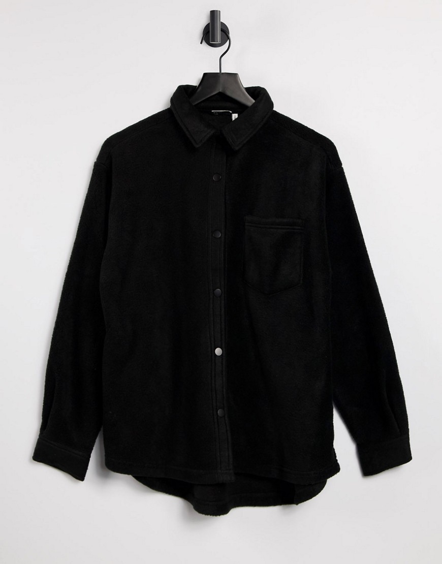 ASOS DESIGN - Oversized skjortejakke i sort fleece