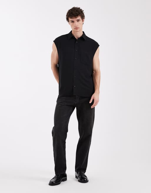 ASOS DESIGN oversized sleeveless shirt in black, 2 of 5