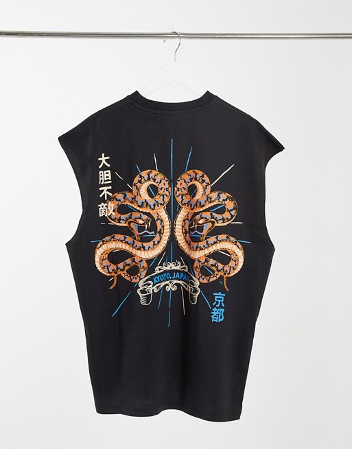 ASOS DESIGN oversized sleeveless t-shirt with dragon back print