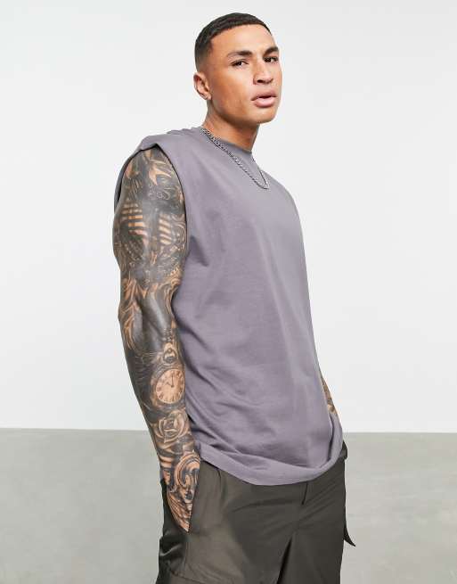 ASOS DESIGN oversized sleevless t-shirt in washed black