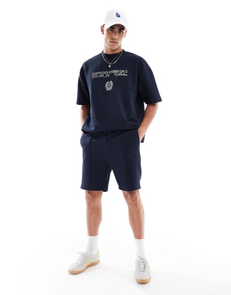 ASOS DESIGN oversized slim shorts in navy - view 1