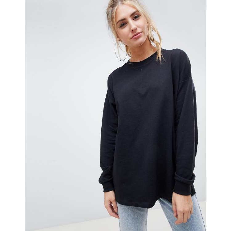 ASOS DESIGN oversized slouchy lightweight sweatshirt in black