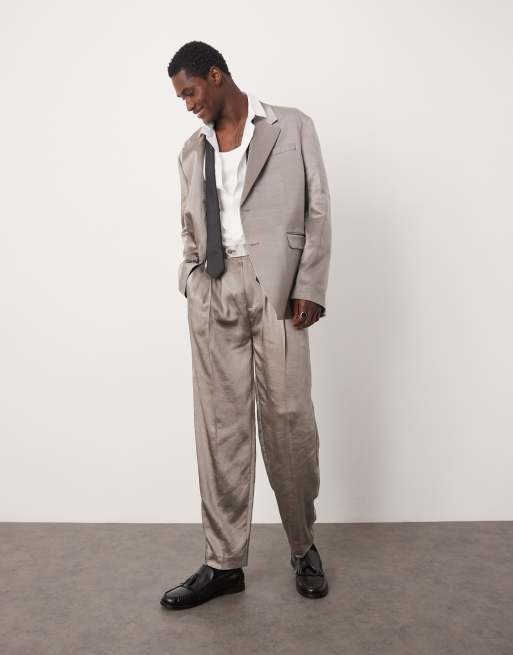 Blazer Combination Khaki Pants Grey Suit Jacket ASOS DESIGN