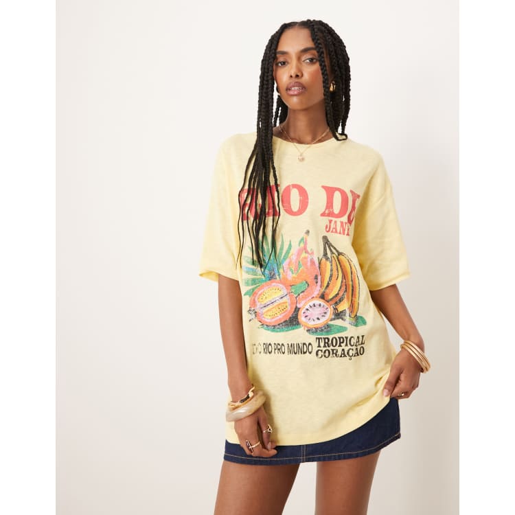 ASOS DESIGN oversized slubby t-shirt with rio de janeiro fruit