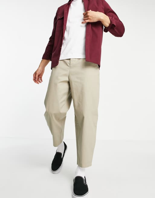 ASOS DESIGN - Oversized, smaltoelopende, enkellange broek in kiezelkleur