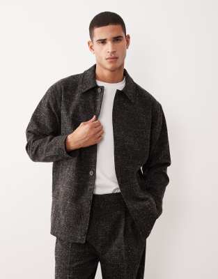 Asos Design Oversized Smart Harrington Jacket In Gray