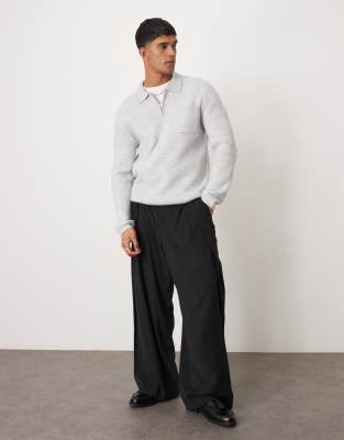 Asos Design Oversized Smart Pants With Wrap Pleats In Black