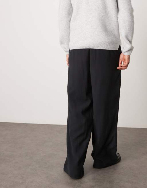 ASOS DESIGN oversized smart pants with wrap pleats in black