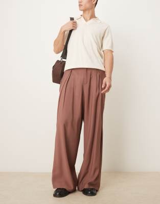asos ASOS DESIGN oversized smart trousers in brown