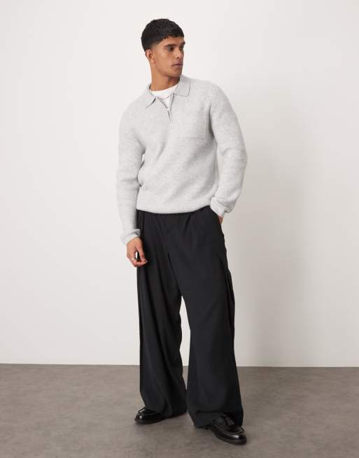 ASOS DESIGN oversized smart pants with wrap pleats in black