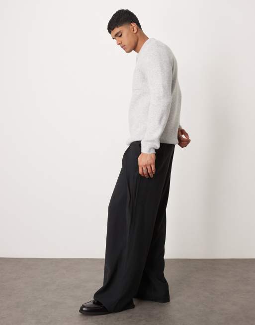 ASOS DESIGN oversized smart pants with wrap pleats in black