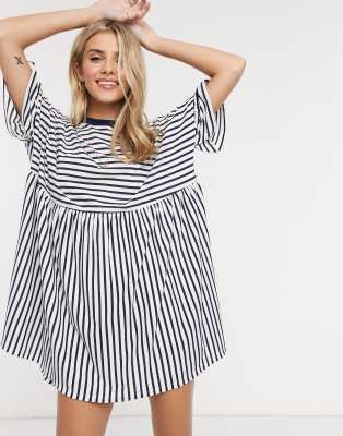 navy and white striped t shirt dress