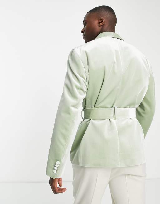 ASOS DESIGN oversized smoking jacket in sage green | ASOS