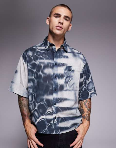 ASOS DESIGN oversized snake print shirt in grey - view 1