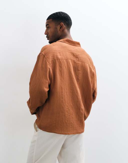 ASOS DESIGN - Oversized soepelvallend overhemd in roestbruin, 3 van 5