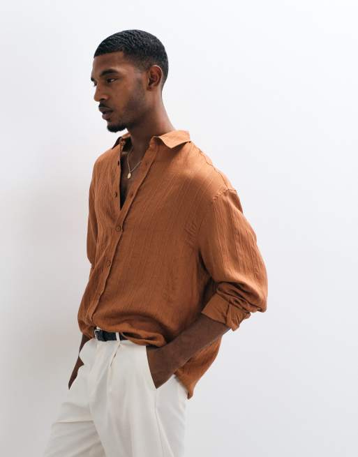 ASOS DESIGN - Oversized soepelvallend overhemd in roestbruin, 4 van 5