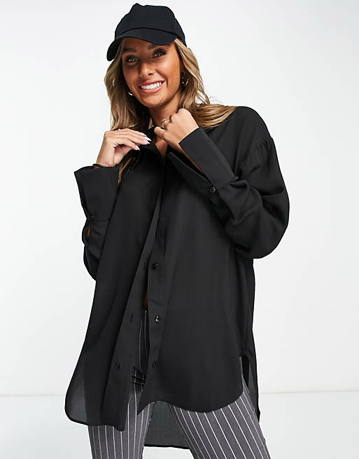 Tops Shirts & Blouses/oversized soft shirt in black 